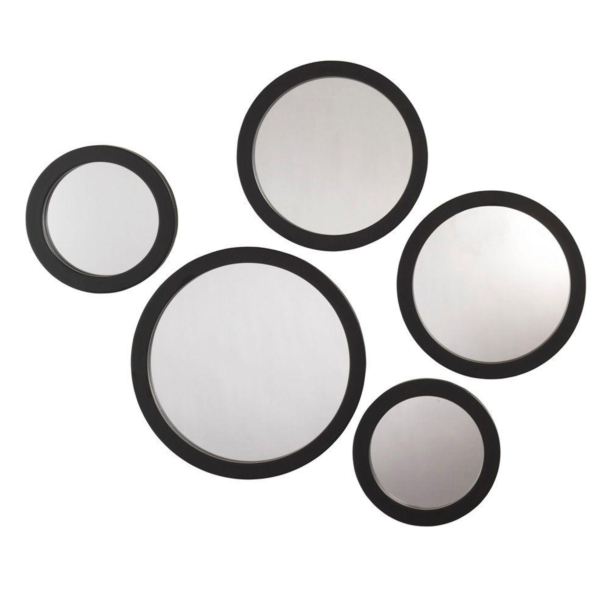 5 Piece Round Accent Mirror Set in Black blendboutique